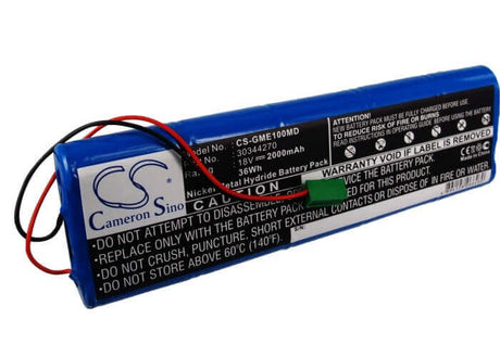 18.0V, Ni-MH, 2000mAh, Medical battery fits Hellige, Ge, 30344270, Cardio Smart Ekg, Cardiosmart Mac 1200 Ecg Recor, 36.00Wh Medical Cameron Sino Technology Limited (Medical)