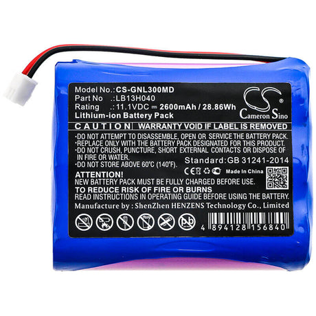 11.1V, Li-ion, 2600mAh, Medical battery fits Meditch, General, Hylb-1370, G3h, G3hi30028-1, 28.86Wh Medical Cameron Sino Technology Limited (Medical)