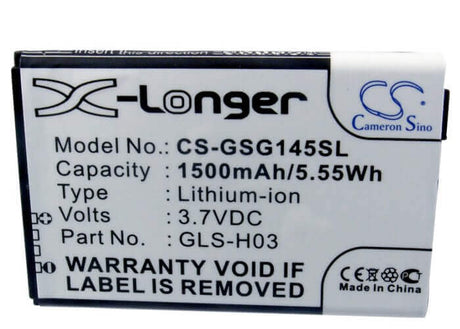 3.7V, Li-ion, 1500mAh, SmartPhone battery fits Gigabyte, Gsmart, 29s00-60ar0-b30s, G1345, 5.55Wh Mobile, SmartPhone Cameron Sino Technology Limited (Smartphone)