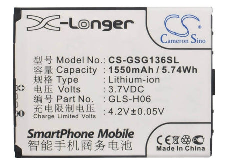Battery For Gigabyte Gsmart G1362 3.7v, 1550mah - 5.74wh Batteries for Electronics Cameron Sino Technology Limited (Suspended)   