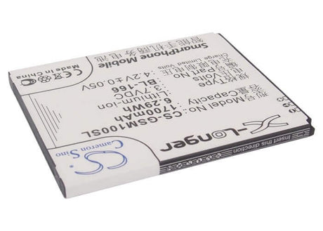 3.7V, Li-ion, 1700mAh, SmartPhone battery fits Gigabyte, Gsmart, Bl-166, Gsmart Maya M1, 6.29Wh Mobile, SmartPhone Cameron Sino Technology Limited (Smartphone)