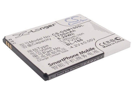 3.7V, Li-ion, 1700mAh, SmartPhone battery fits Gigabyte, Gsmart, Bl-166, Gsmart Maya M1, 6.29Wh Mobile, SmartPhone Cameron Sino Technology Limited (Smartphone)