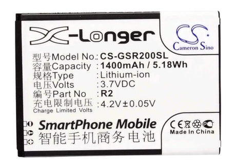3.7V, Li-ion, 1400mAh, SmartPhone battery fits Gigabyte, Gsmart, R2, Gsmart Roma R2, 5.18Wh Mobile, SmartPhone Cameron Sino Technology Limited (Smartphone)