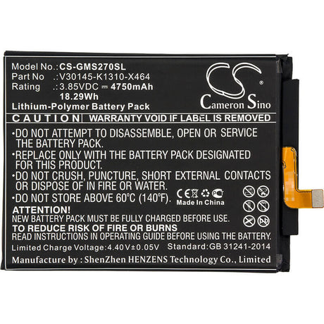 3.85V, Li-Polymer, 4750mAh, SmartPhone battery fits Gigaset, V30145-k1310-x464, Gs270, 18.29Wh Mobile, SmartPhone Cameron Sino Technology Limited (Smartphone)