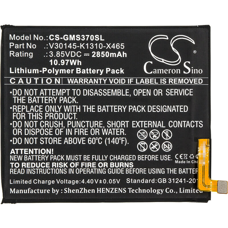 3.85V, Li-Polymer, 2850mAh, SmartPhone battery fits Gigaset, V30145-k1310-x465, Gs370, 10.97Wh Mobile, SmartPhone Cameron Sino Technology Limited (Smartphone)