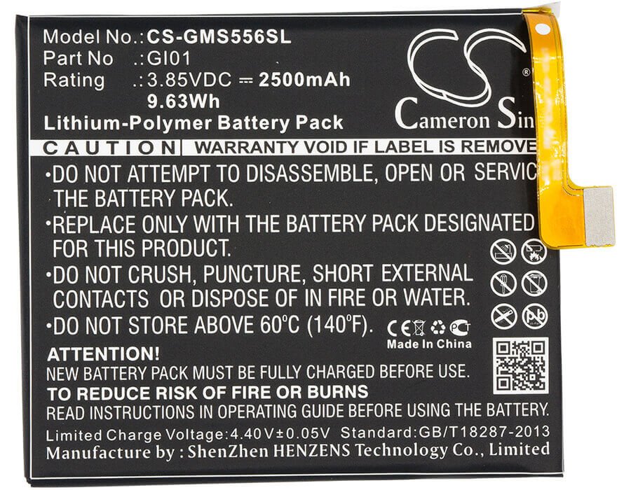 3.85V, Li-Polymer, 2500mAh, SmartPhone battery fits Gigaset, Gi01, Gigaset Me Fcb, Gs55-6, 9.63Wh Mobile, SmartPhone Cameron Sino Technology Limited (Smartphone)