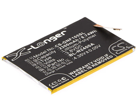 3.8V, Li-Polymer, 2300mAh, SmartPhone battery fits Mobistel, Gionee, Bl-n2400a, F105, F105 Dual Sim, 8.74Wh Mobile, SmartPhone Cameron Sino Technology Limited (Smartphone)