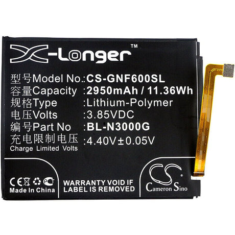 3.85V, Li-Polymer, 2950mAh, SmartPhone battery fits Gionee, Bl-n3000g, F6, F6l, 11.36Wh Mobile, SmartPhone Cameron Sino Technology Limited (Smartphone)