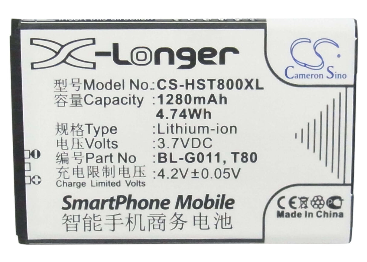 3.7V, Li-ion, 1280mAh, SmartPhone battery fits Gionee, Hisense, Bl-g011, Gn100, 4.74Wh Mobile, SmartPhone Cameron Sino Technology Limited (Smartphone)