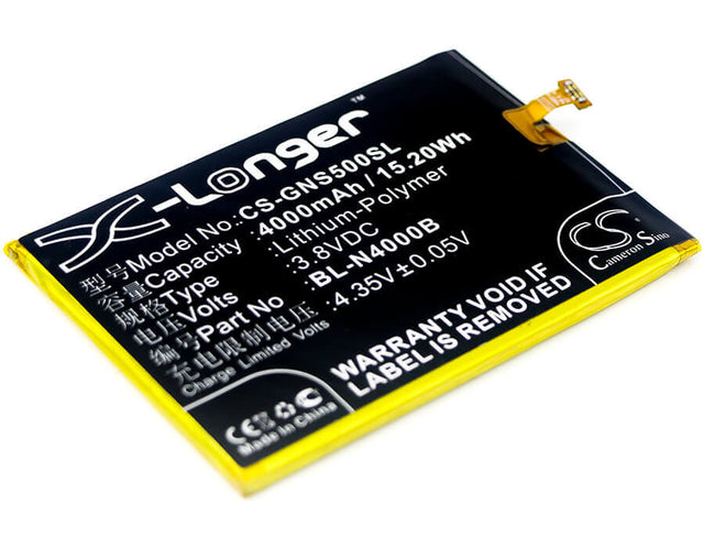 3.8V, Li-Polymer, 4000mAh, SmartPhone battery fits Gionee, Bl-n4000b, Gn5005, Gn5005 Steel 2 Dual Sim, 15.2Wh Mobile, SmartPhone Cameron Sino Technology Limited (Suspended)