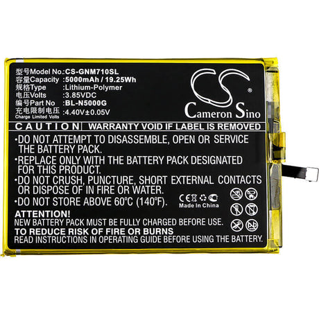 3.85V, Li-Polymer, 5000mAh, SmartPhone battery fits Gionee, Bl-n5000g, Gn5007, Gn5007l, 19.25Wh Mobile, SmartPhone Cameron Sino Technology Limited (Smartphone)