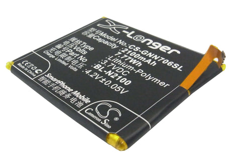 3.7V, Li-Polymer, 2100mAh, SmartPhone battery fits Gionee, Bl-n2100, Gn706, Gn706l, 7.77Wh Mobile, SmartPhone Cameron Sino Technology Limited (Smartphone)