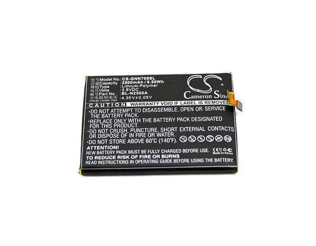 3.8V, Li-Polymer, 2500mAh, SmartPhone battery fits Gionee, Bl-n2500a, Gn709l, Gn709t/w, 9.5Wh Mobile, SmartPhone Cameron Sino Technology Limited (Suspended)