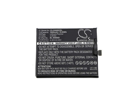 3.8V, Li-Polymer, 5000mAh, SmartPhone battery fits Gionee, Bl-n5000d, Gn8003, M6, 19Wh Mobile, SmartPhone Cameron Sino Technology Limited (Smartphone)