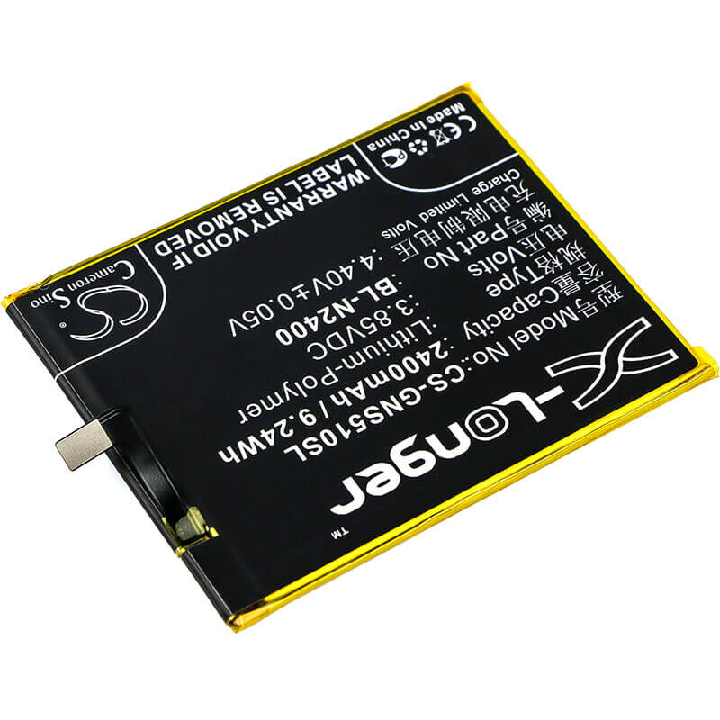 3.85V, Li-Polymer, 2400mAh, SmartPhone battery fits Gionee, Bl-n2400, Gn9007, S5.1 Pro, 9.24Wh Mobile, SmartPhone Cameron Sino Technology Limited (Smartphone)