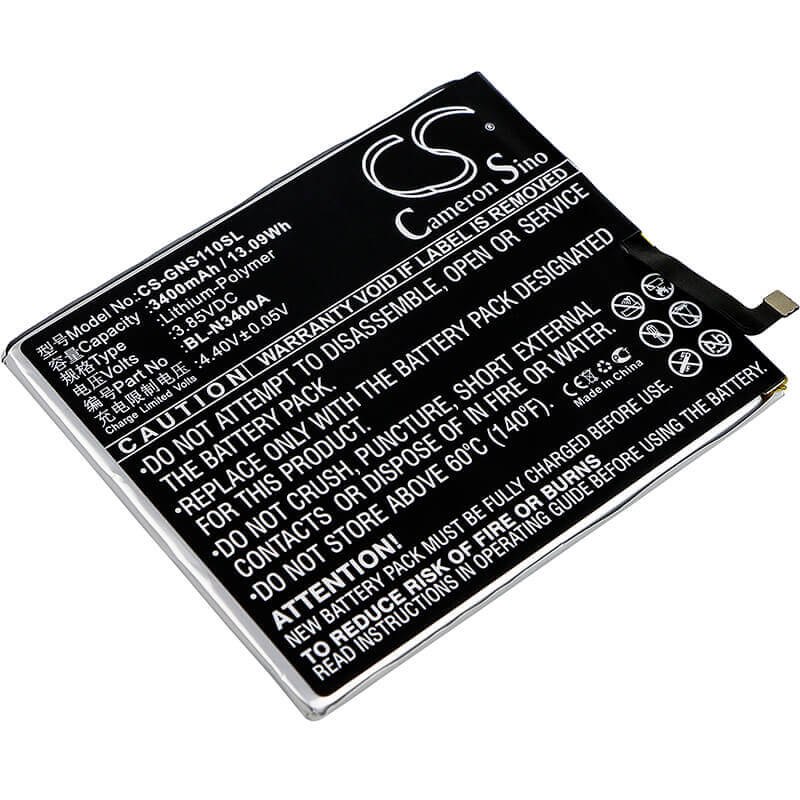 3.85V, Li-Polymer, 3400mAh, SmartPhone battery fits Gionee, Bl-n3400a, S11, S11 Dual Sim, 13.09Wh Mobile, SmartPhone Cameron Sino Technology Limited (Smartphone)