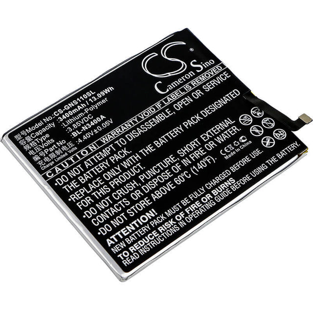 3.85V, Li-Polymer, 3400mAh, SmartPhone battery fits Gionee, Bl-n3400a, S11, S11 Dual Sim, 13.09Wh Mobile, SmartPhone Cameron Sino Technology Limited (Smartphone)