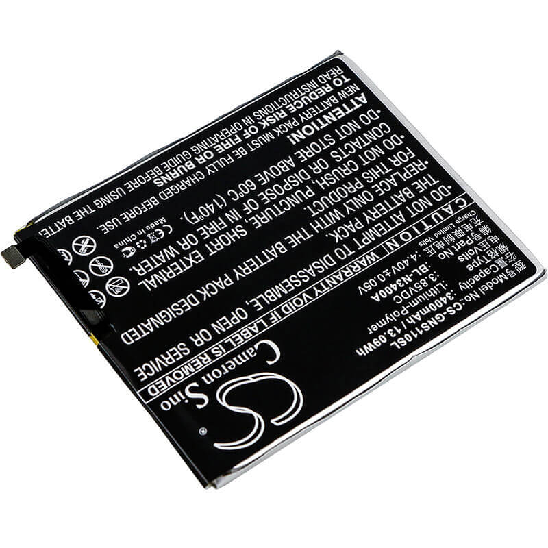 3.85V, Li-Polymer, 3400mAh, SmartPhone battery fits Gionee, Bl-n3400a, S11, S11 Dual Sim, 13.09Wh Mobile, SmartPhone Cameron Sino Technology Limited (Smartphone)