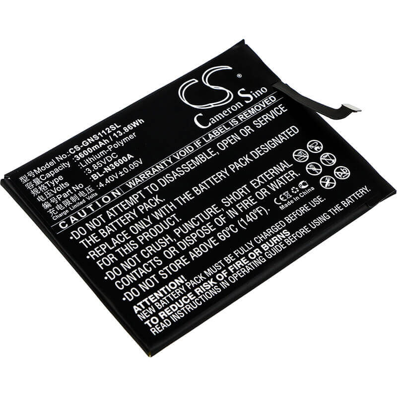 3.85V, Li-Polymer, 3600mAh, SmartPhone battery fits Gionee, Bl-n3600a, S11s, S11s Dual Sim, 13.86Wh Mobile, SmartPhone Cameron Sino Technology Limited (Smartphone)