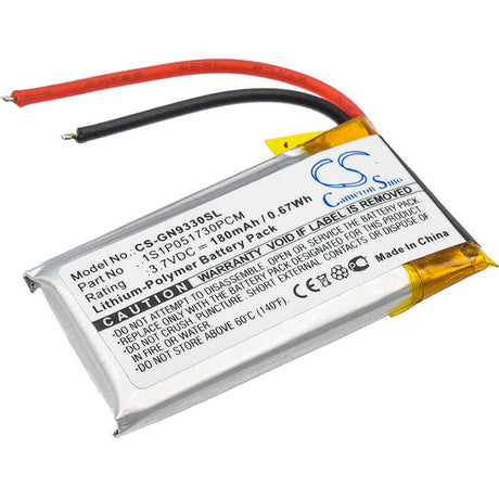 3.7V, Li-Polymer, 180mAh, Headset battery fits Gn, 1s1p051730pcm, Gn9330, Netcom 9330, 0.67Wh Wireless Headset Cameron Sino Technology Limited