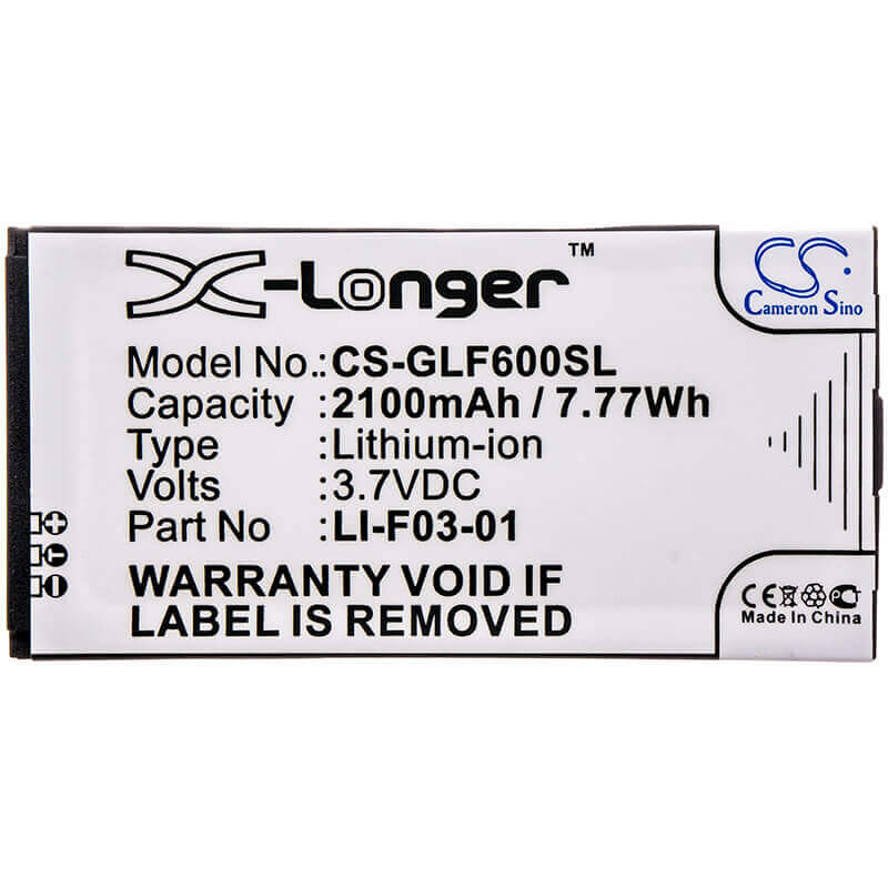 3.7V, Li-ion, 2100mAh, GPS battery fits Golf Buddy, Li-f03-01, Dsc-gb600, Gb3-pt4, 7.77Wh GPS, Navigator Cameron Sino Technology Limited