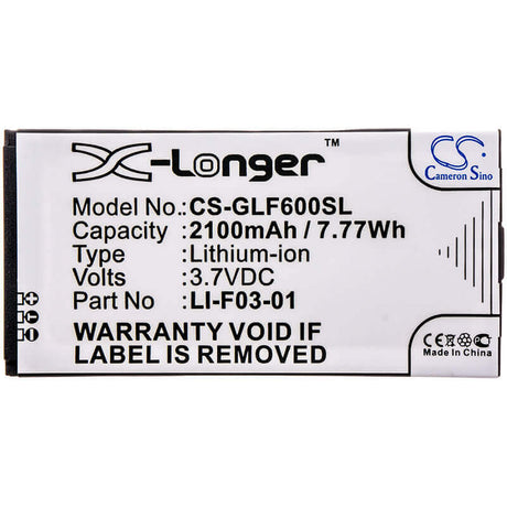 3.7V, Li-ion, 2100mAh, GPS battery fits Golf Buddy, Li-f03-01, Dsc-gb600, Gb3-pt4, 7.77Wh GPS, Navigator Cameron Sino Technology Limited