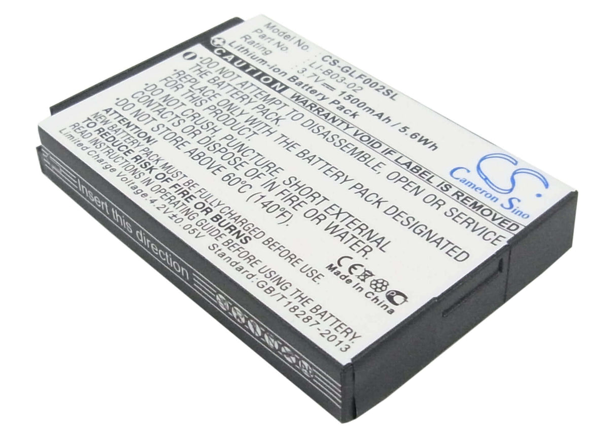 3.7V, Li-ion, 1500mAh, GPS battery fits Golf Buddy, Li-b03-02, Gb3, Platinum, 5.55Wh GPS, Navigator Cameron Sino Technology Limited