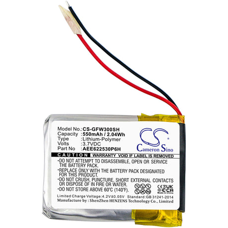 3.7V, Li-Polymer, 550mAh, Smartwatch battery fits Golf Buddy, Aee622530p6h, Wt3 Gps Watch, 2.04Wh Smartwatch Cameron Sino Technology Limited