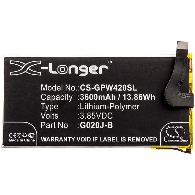 3.85V, Li-Polymer, 3600mAh, SmartPhone battery fits Google, G020j-b, G020p, Pixel 4 Xl, 13.86Wh Mobile, SmartPhone Cameron Sino Technology Limited (Smartphone)