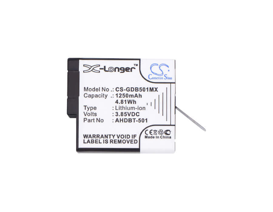 3.85V, Li-ion, 1250mAh, Camera battery fits Gopro, 601-10197-00, 601-10197-00, Aabat-001, 4.8125Wh Camera Cameron Sino Technology Limited (Camera)