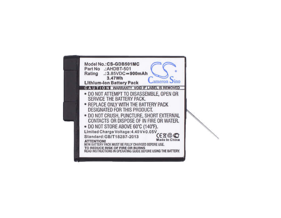 3.85V, Li-ion, 900mAh, Camera battery fits Gopro, 601-10197-00, 601-10197-00, Aabat-001, 3.465Wh Camera Cameron Sino Technology Limited (Camera)