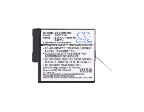 3.85V, Li-ion, 900mAh, Camera battery fits Gopro, 601-10197-00, 601-10197-00, Aabat-001, 3.465Wh Camera Cameron Sino Technology Limited (Camera)
