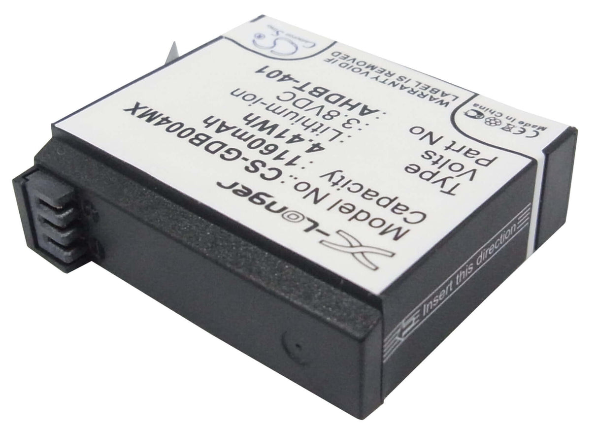 3.8V, Li-ion, 1160mAh, Camera battery fits Gopro, 335-06532-000, Hero 4, Hero 4 Black, 4.408Wh Camera Cameron Sino Technology Limited (Camera)