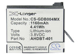 3.8V, Li-ion, 1160mAh, Camera battery fits Gopro, 335-06532-000, Hero 4, Hero 4 Black, 4.408Wh Camera Cameron Sino Technology Limited (Camera)