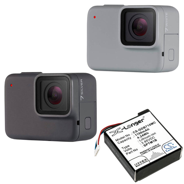3.85V, Li-ion, 1100mAh, Camera battery fits Gopro, Sptm1b, Hero 7 Silver, Hero 7 White, 4.235Wh Camera Cameron Sino Technology Limited (Camera)