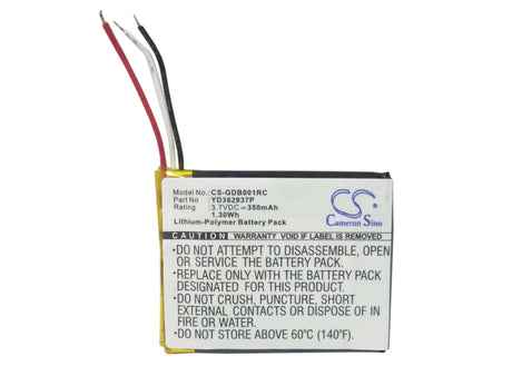 3.7V, Li-Polymer, 350mAh, Remote Control battery fits Gopro, Armte-001, Armte-002, Hero 3, 1.3Wh Remote Control Cameron Sino Technology Limited