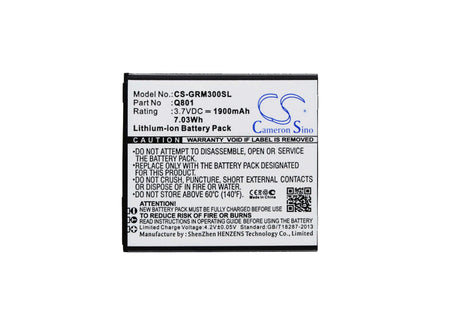 3.7V, Li-ion, 1900mAh, SmartPhone battery fits Green Orange, Q801, Go M3, M3, 7.03Wh Mobile, SmartPhone Cameron Sino Technology Limited (Smartphone)