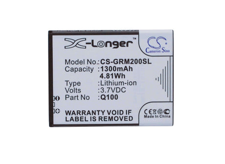 3.7V, Li-ion, 1300mAh, SmartPhone battery fits Green Orange, Q100, Mars 1, 4.81Wh Mobile, SmartPhone Cameron Sino Technology Limited (Suspended)