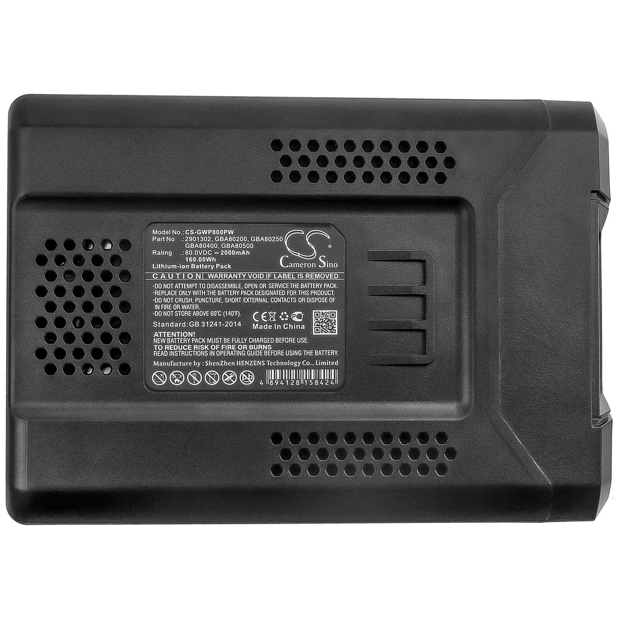 80.0V, Li-ion, 2000mAh, Lawn Mowers battery fits Cramer, Greenworks, Remarc, Stiga, 2901302, 82lm46s, 82lm51s, 160.00Wh Lawn Mowers Cameron Sino Technology Limited (Dangerous Goods)