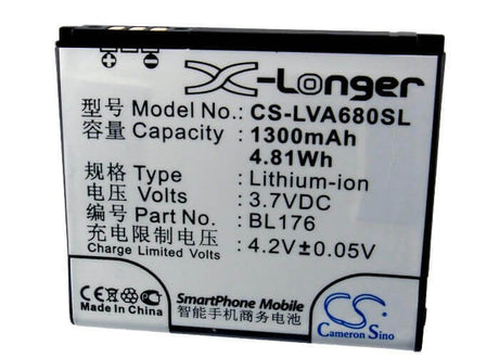 3.7V, Li-ion, 1300mAh, SmartPhone battery fits Haier, H11216, E899, He-e899, 4.81Wh Mobile, SmartPhone Cameron Sino Technology Limited (Suspended)