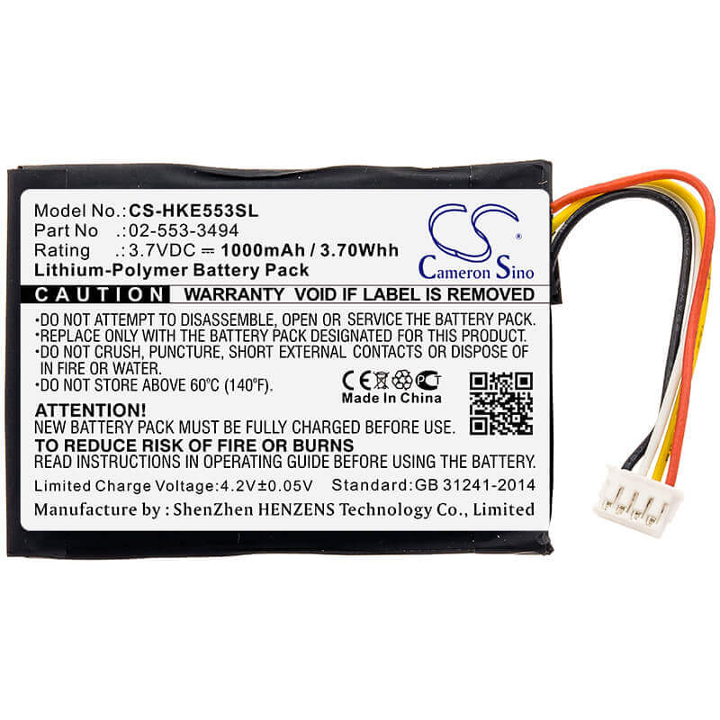 3.7V, Li-Polymer, 1000mAh, Speaker battery fits Harman/kardon, Hkneobrnbsg, Neo, 3.70Wh Speaker Cameron Sino Technology Limited