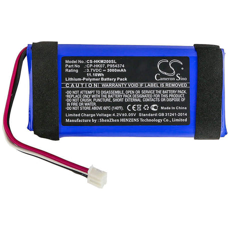 3.7V, Li-Polymer, 3000mAh, Speaker battery fits Harman/kardon, Onyx Mini, 11.10Wh Speaker Cameron Sino Technology Limited