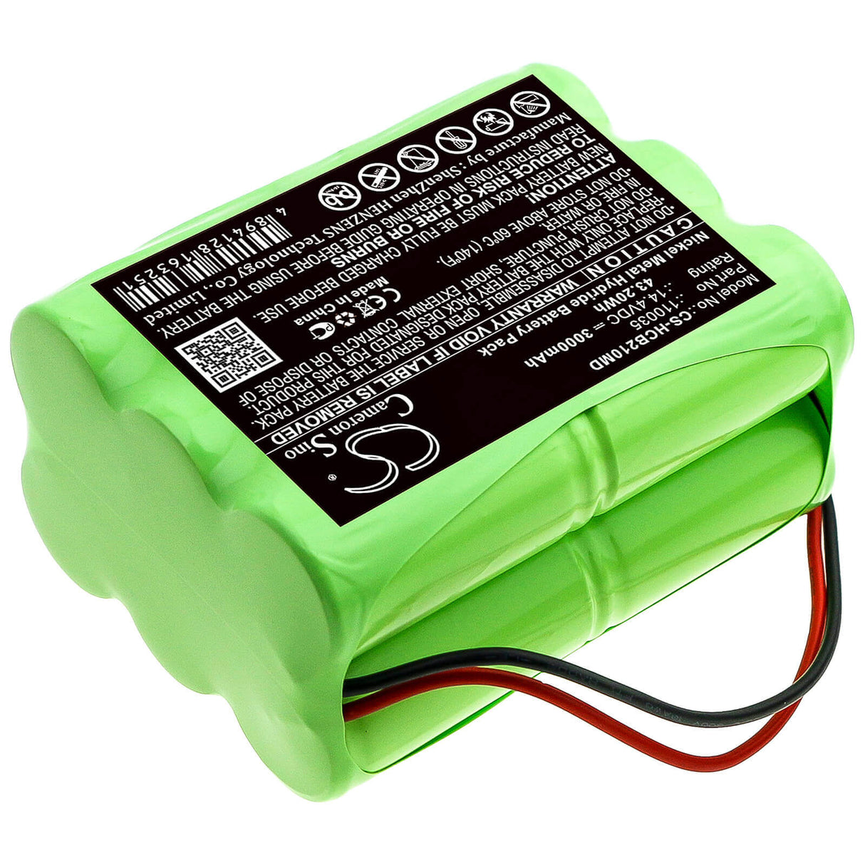 14.4V, Ni-MH, 3000mAh, Medical battery fits Hellige, 110035, Scb2 Defibrillator, 43.20Wh Medical Cameron Sino Technology Limited (Medical)