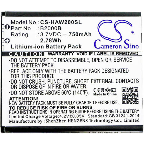 3.7V, Li-ion, 750mAh, SmartPhone battery fits Highscreen, B2000b, Winwin, 2.78Wh Mobile, SmartPhone Cameron Sino Technology Limited (Smartphone)