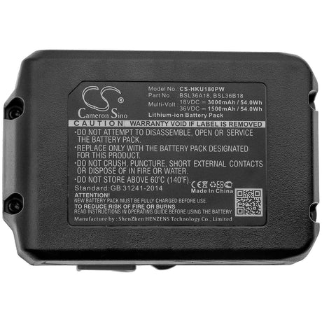 18V, Li-ion, 3000mAh, Power Tools battery fits Hikoki, Bsl36a18, 371751m, 402933, 54Wh Power Tools Cameron Sino Technology Limited (Power Tools)