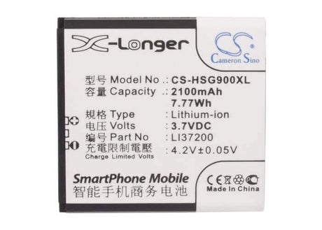 3.7V, Li-ion, 2100mAh, SmartPhone battery fits Hisense, Li37200, Hs-eg900, 7.77Wh Mobile, SmartPhone Cameron Sino Technology Limited (Smartphone)