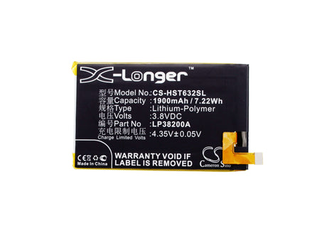3.8V, Li-Polymer, 1900mAh, SmartPhone battery fits Hisense, Lp38200a, Hs-i632m, I632m, 7.22Wh Mobile, SmartPhone Cameron Sino Technology Limited (Suspended)