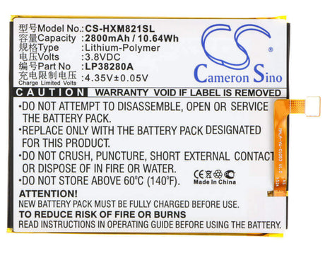 3.8V, Li-Polymer, 2800mAh, SmartPhone battery fits Hisense, Lp38280a, Hs-m821, M821, 10.64Wh Mobile, SmartPhone Cameron Sino Technology Limited (Suspended)