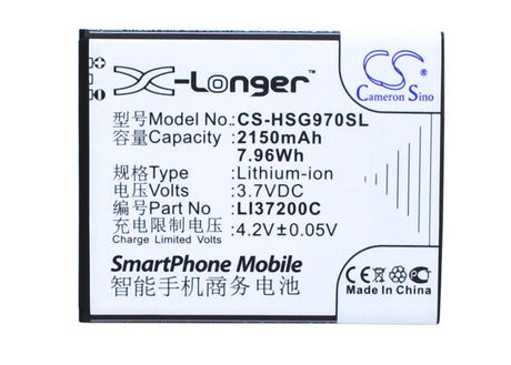 3.7V, Li-ion, 2150mAh, SmartPhone battery fits Hisense, Li37200c, E968, Eg970, 7.96Wh Mobile, SmartPhone Cameron Sino Technology Limited (Smartphone)