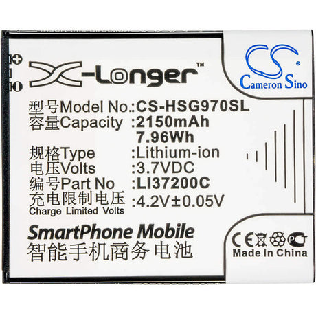 3.7V, Li-ion, 2150mAh, SmartPhone battery fits Hisense, Li37200c, E968, Eg970, 7.96Wh Mobile, SmartPhone Cameron Sino Technology Limited (Smartphone)